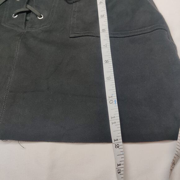 Club Exx Faux Suede Stretch Cut Off Lace Up Mini Skirt XS Rave Gothic Festival - Picture 10 of 10